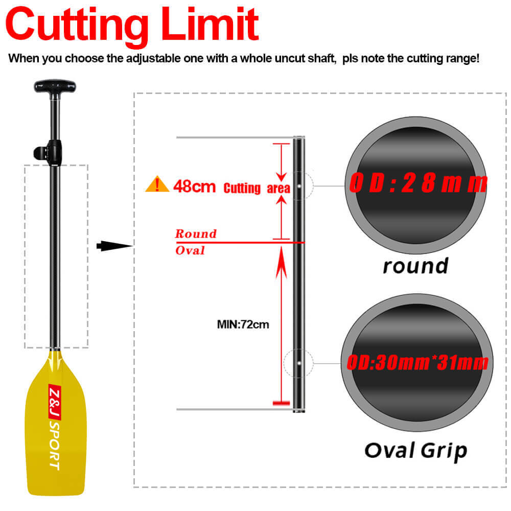 ZJ Whitewater Rafting Paddle With Translucent Fiberglass Blade (unassembled)