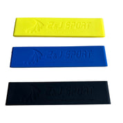 Durable like a dragon boat paddle, the three rectangular resistance bands in yellow, blue, and black feature Z&J SPORT with a feather logo and display www.zijie-sport.com.