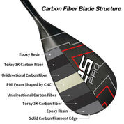 425Pro Full Carbon Fiber Outrigger Canoe Paddle with Anti Skid Grip