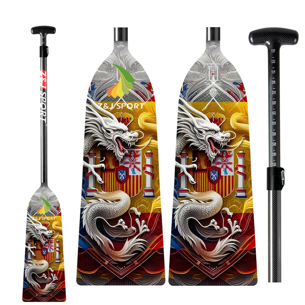 ZJ Adjustable Carbon Dragon Boat Paddle - IDBF Approved with Custom Country Series US, CA, AU, NZ, DE, ES, IT, PH, MY Series Graphics