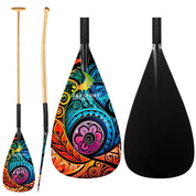 ZJ Hybrid VA'A Outrigger Canoe Paddle With Graphic on Carbon Blade With Anti Skid Grip