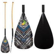 ZJ Hybrid VA'A Outrigger Canoe Paddle With Graphic on Carbon Blade With Anti Skid Grip