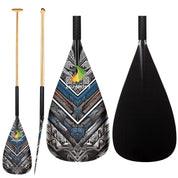 ZJ Hybrid VA'A Outrigger Canoe Paddle With Graphic on Carbon Blade With Anti Skid Grip
