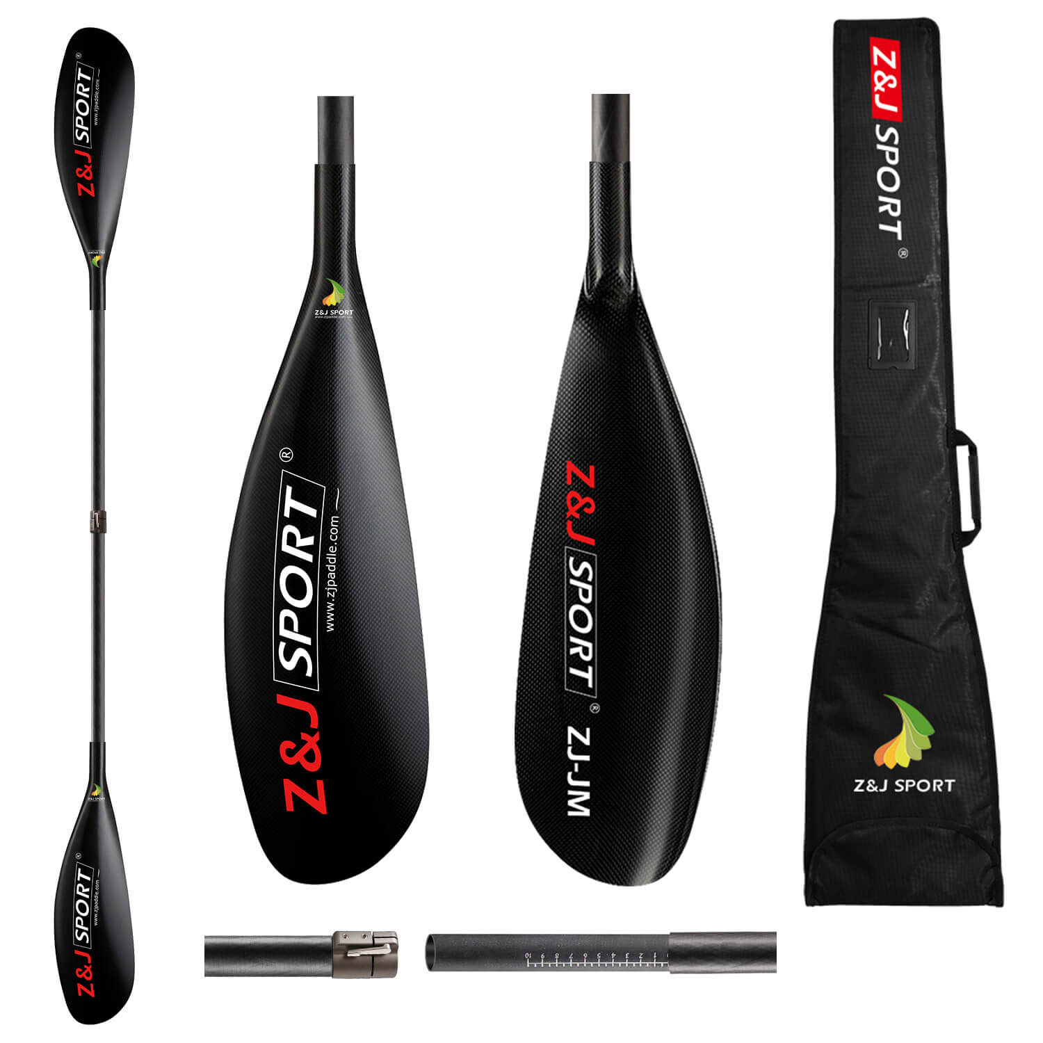 ZJ Lightweight J -Serie Carbonfaser Kajak Surfski Paddel mit runder Welle - Matte fertig