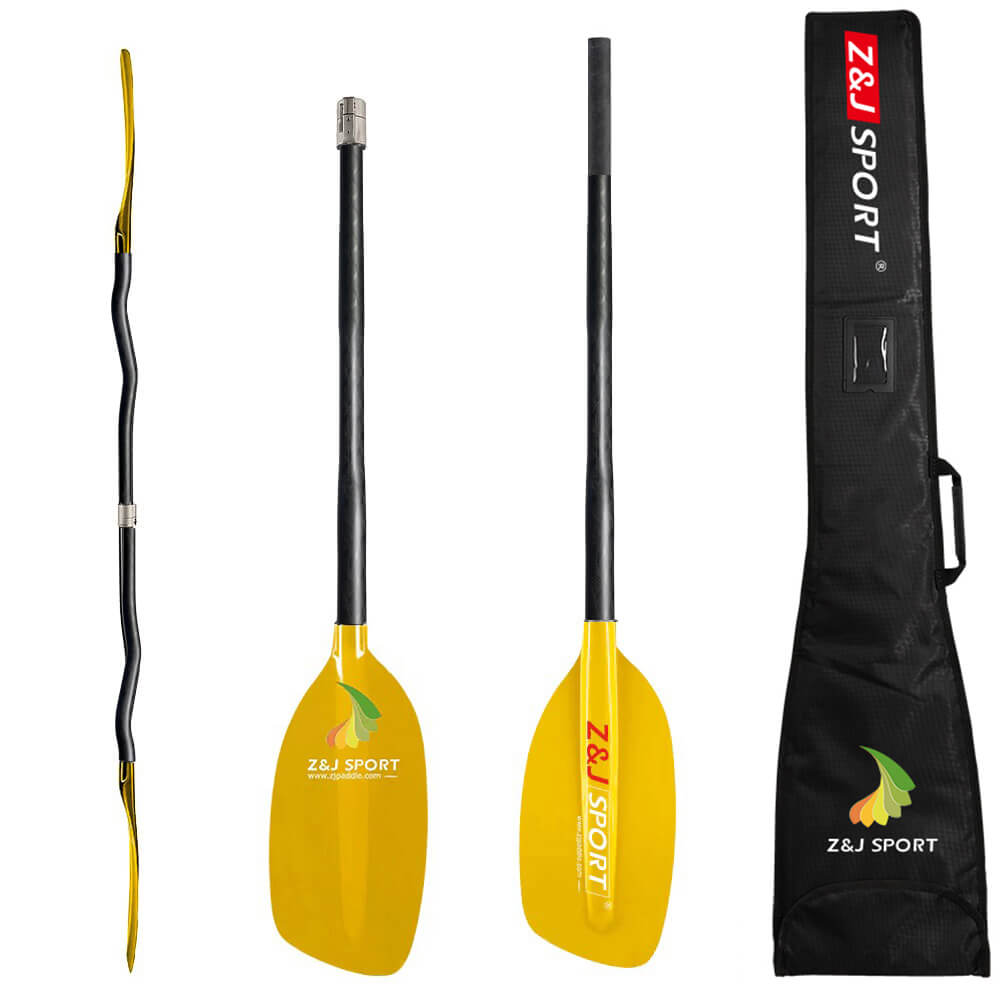 Paddle de aguas bravas ZJ con eje de arranque y cuchilla de fibra de vidrio translúcido (modelo clásico)