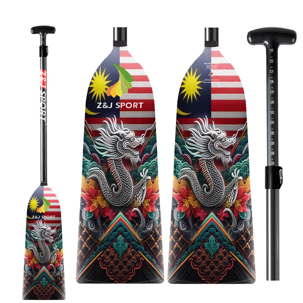 ZJ Adjustable Carbon Dragon Boat Paddle - IDBF Approved with Custom Country Series US, CA, AU, NZ, DE, ES, IT, PH, MY Series Graphics