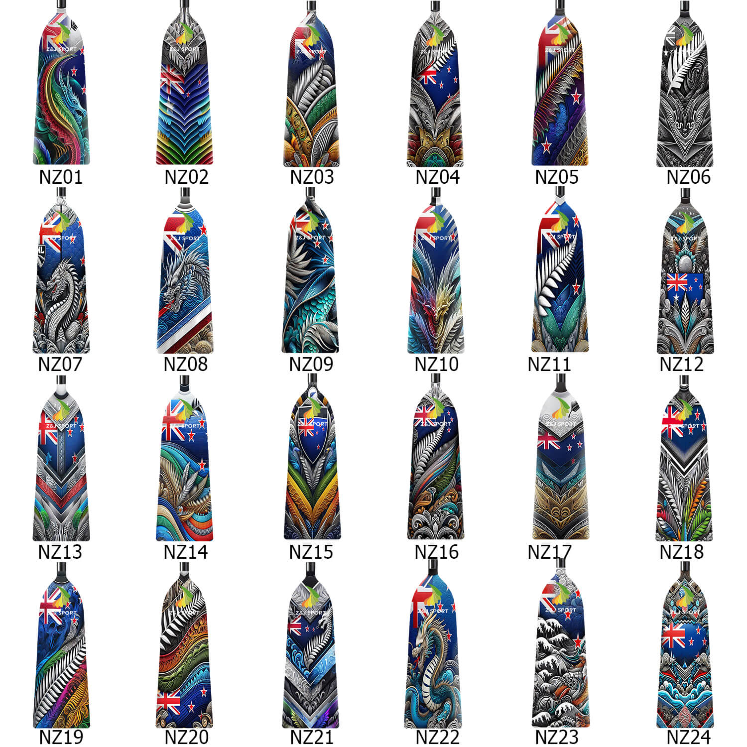 ZJ Adjustable Carbon Dragon Boat Paddle - IDBF Approved with Custom Country Series US, CA, AU, NZ, DE, ES, IT, PH, MY Series Graphics