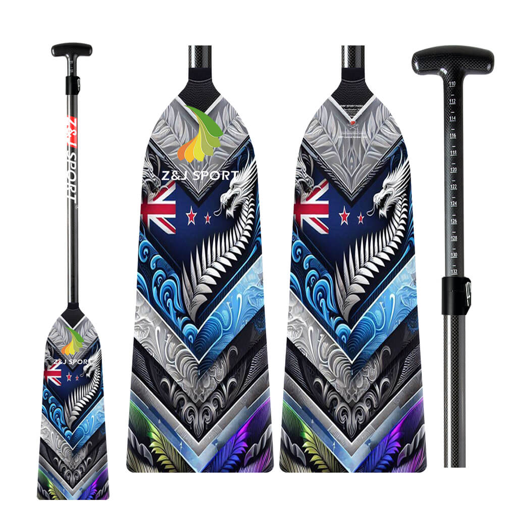 ZJ Adjustable Carbon Dragon Boat Paddle - IDBF Approved with Custom Country Series US, CA, AU, NZ, DE, ES, IT, PH, MY Series Graphics