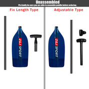 ZJ Whitewater Rafting Paddle With Translucent Fiberglass Blade (unassembled)