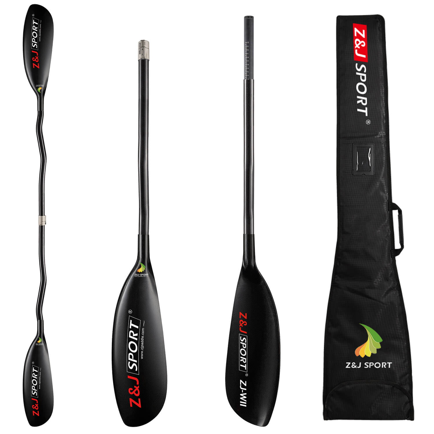 ZJ W Series Carbon Fiber Kayak Surfski Paddle With Cranked Shaft