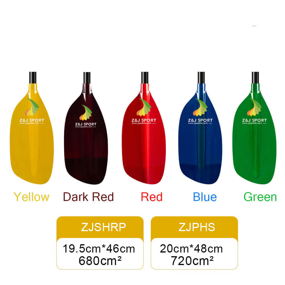 Paddle de aguas bravas ZJ con eje de arranque y cuchilla de fibra de vidrio translúcido (modelo clásico)