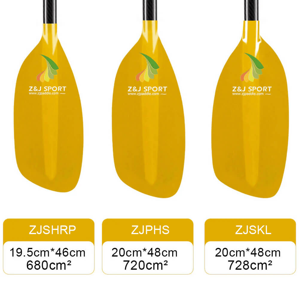 Paddle de aguas bravas ZJ con eje de arranque y cuchilla de fibra de vidrio translúcido (modelo clásico)