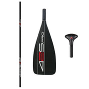 Image of a ZJ SPORT paddleboard paddle for long-distance racing, featuring a lightweight carbon blade with 425Pro in bold white and red. Left: vertical view of the high modulus carbon fiber shaft. Right: close-up of the T-shaped handle.