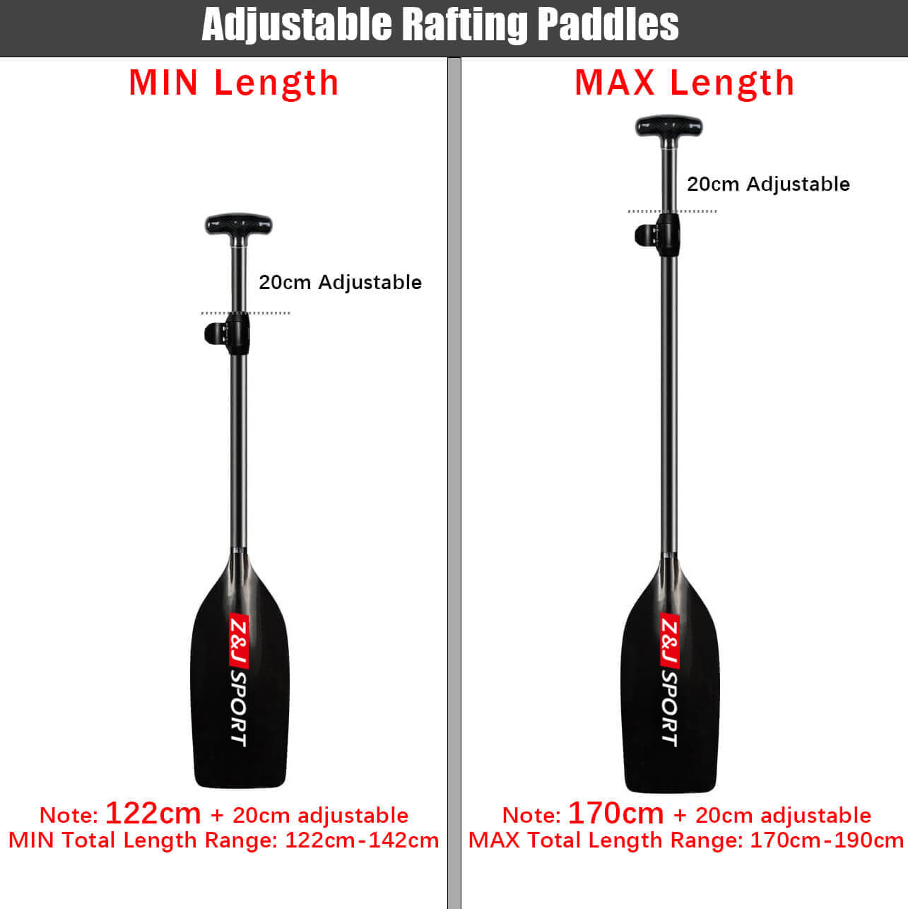 ZJ Whitewater Rafting Paddle With Carbon / Kevlar / Innegra Blade (unassembled)