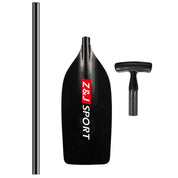 Black carbon fiber rafting paddle with Z&J Sport branding on a white background