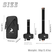The product image displays a zijie ZJ SPORT Unisex Outdoor Sports Waterproof Arm Bag, highlighting its stylish, simple design. It measures 18cm tall by 9cm wide and weighs 70g. The armband has adjustable straps for various arm sizes and features double pockets for added convenience. Free shipping included.
