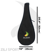 The ZJ Black Bag Cover by ZJ SPORT is a durable paddle cover with a vibrant green, orange, and yellow design. It measures 24.4 inches tall by 10 inches wide, featuring a right-side zipper and an EVA foam compartment for excellent paddle protection.