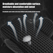 Close-up of a black, breathable mesh fabric showing airflow arrows. Features include breathable and comfortable surface and moisture absorption. Ideal for the ZJ SPORT Unisex Outdoor Sports Waterproof Double Pockets Arm Bag by zijie, blending fashion with simplicity for active lifestyles. Free shipping included.