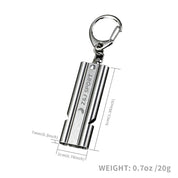 The silver keychain flashlight, weighing 0.7 oz/20g, showcases engraved details and the Z & J SPORT branding. It pairs seamlessly with the ZJ SPORT Stainless Steel Emergency Survival Whistles with a carabiner and lanyard for enhanced safety and style.