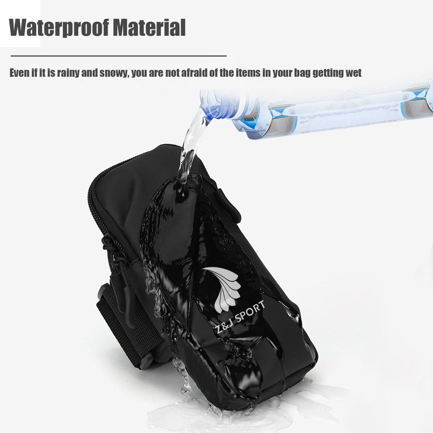 The ZJ SPORT Unisex Outdoor Sports Waterproof Double Pockets Arm Bag by zijie stays dry while water cascades over it, protecting essentials from rain and snow. Featuring a fashionably simple double pockets design, its Waterproof Material ensures all-weather security. Free Shipping included.