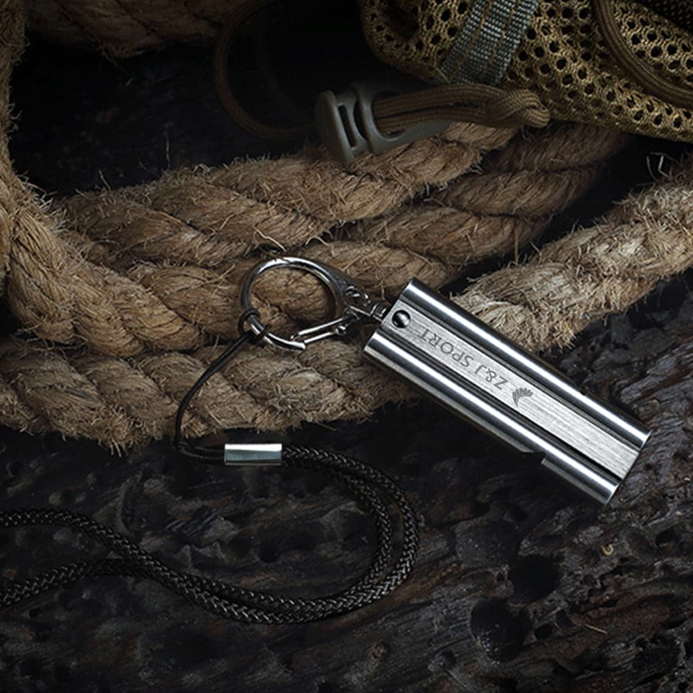 ZJ Stainless Steel Emergency Survival Whistles with Carabiner and Lanyard