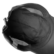 The inside of the Z&J SPORT Unisex Quick Dry Adjustable Unstructured Cap for Outdoor Sports is black with side mesh ventilation and a moisture-wicking sweatband. The tag reads Made in China. It features adjustable back straps for sizing.