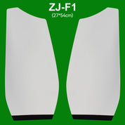Two white, curved rectangular objects with black edges are shown on a green background. Text above reads ZJ Blade For Sweep Oars (27*54cm) by ZJ SPORT.