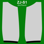 Illustration of two identical, vertical gray panels labeled ZJ Blade For Sweep Oars (1 pair) at the top, with 24.3*54cm dimensions shown below on a green background. Brand: ZJ SPORT.