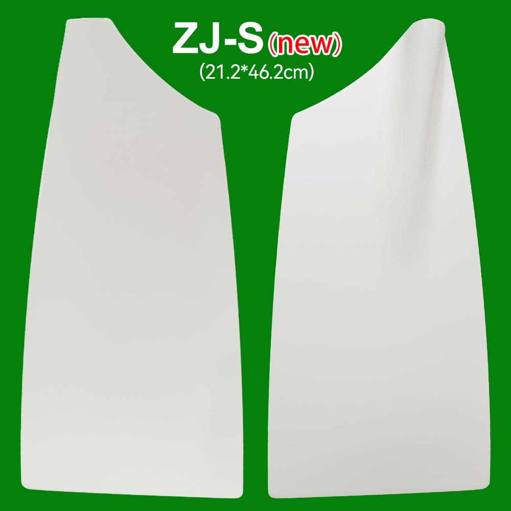 Two white, curved ZJ SPORT panels are displayed on a green background with ZJ Blade For Sculling Oars (new) (21.2*46.2cm) written above them in white and red text.