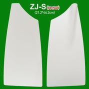 Two white, curved ZJ SPORT panels are displayed on a green background with ZJ Blade For Sculling Oars (new) (21.2*46.2cm) written above them in white and red text.