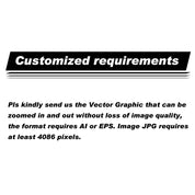 The image specifies custom graphic needs for ZJ SPORTs ZJ Classic Full Carbon Whitewater Paddle with Cranked Shaft, requesting vector graphics in AI or EPS for quality scaling and JPG images with at least 4086 pixels resolution.