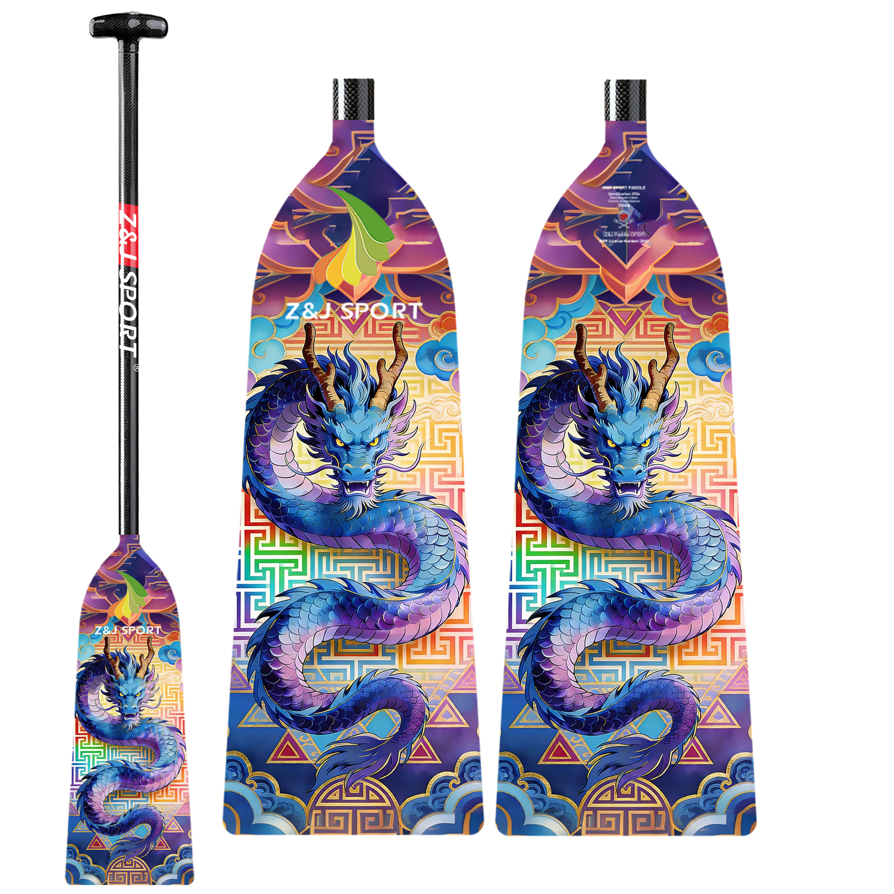 ZJ IDBF Approved Carbon Dragon Boat Paddle With Custom Graphic