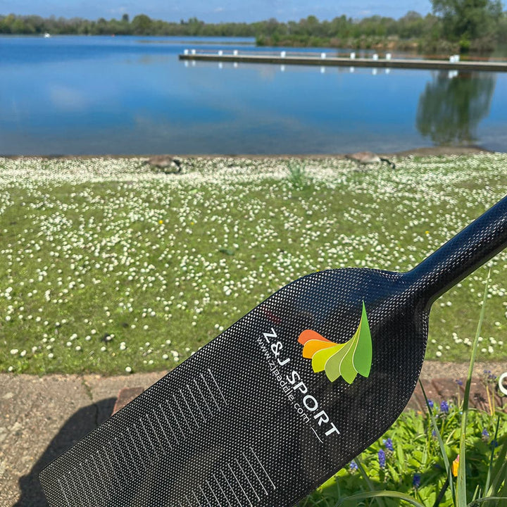 ZJ High Performance Adjustable/ One-Piece Carbon Dragon Boat Paddle with Slit in Blade