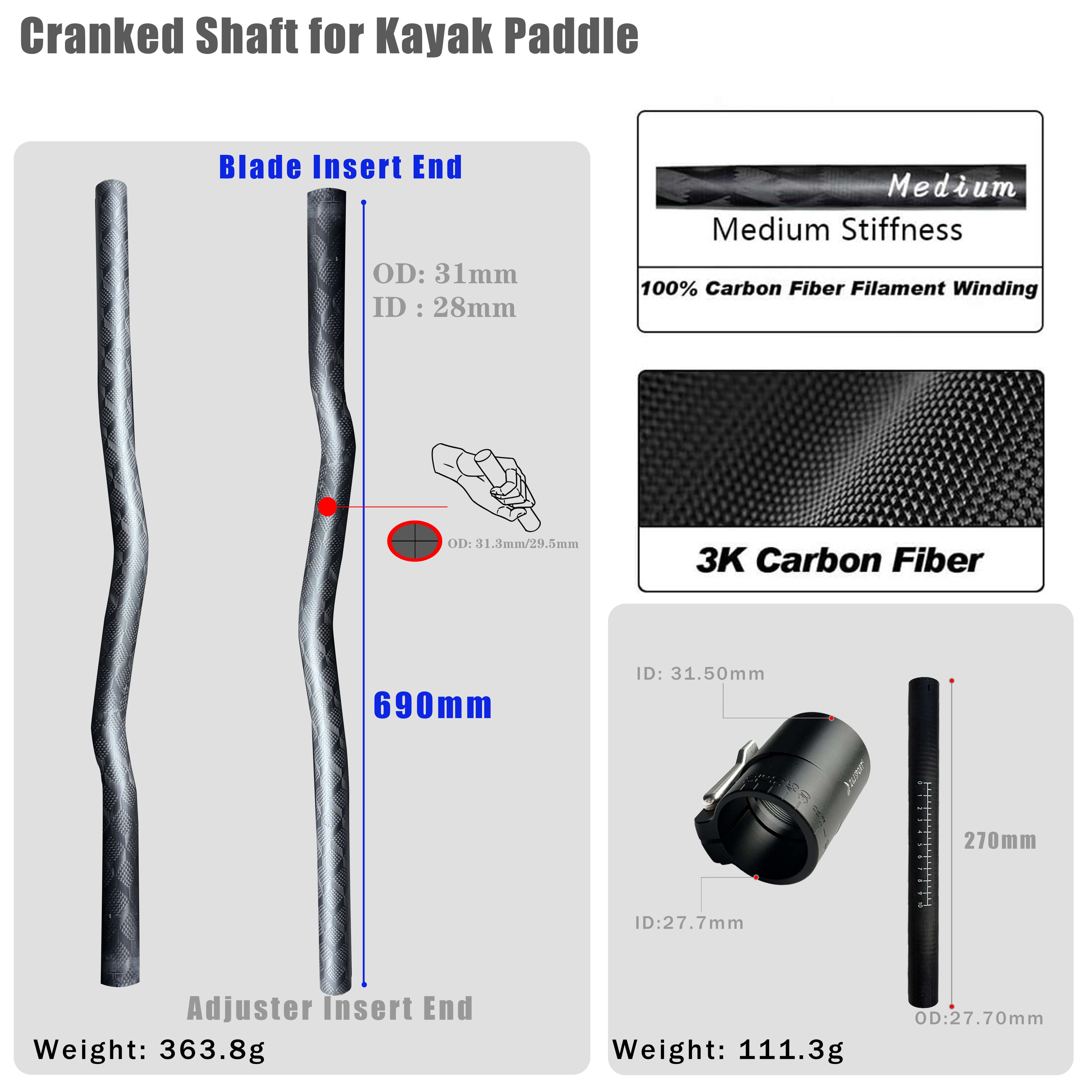 ZJ Separate Oval / Round /Cranked Shaft Replacement For Kayak / Sea Kayak Paddle (without blades)