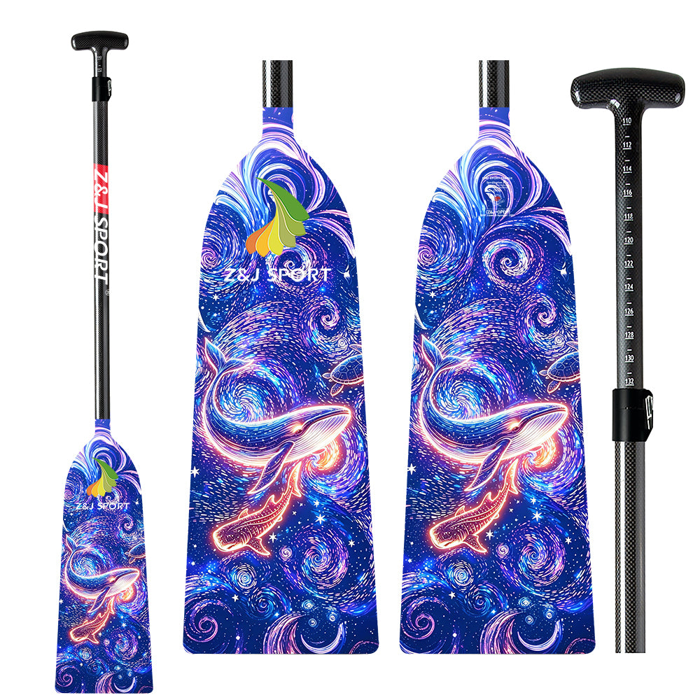 ZJ IDBF Approved Carbon Dragon Boat Paddle with Custom Graphic Oval Shaft, Fixed or Adjustable (OPDP)