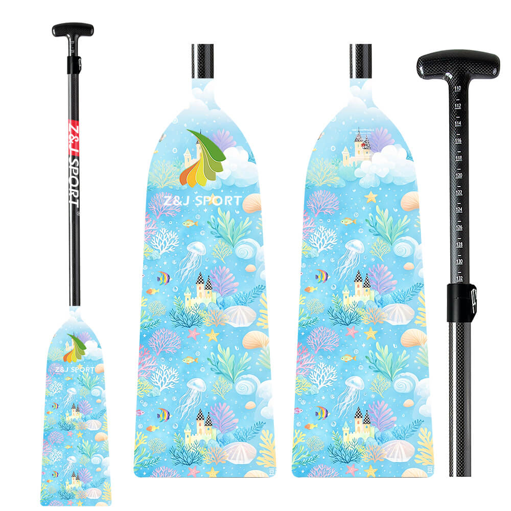 ZJ IDBF Approved Carbon Dragon Boat Paddle with Custom Graphic Oval Shaft, Fixed or Adjustable (OPDP)