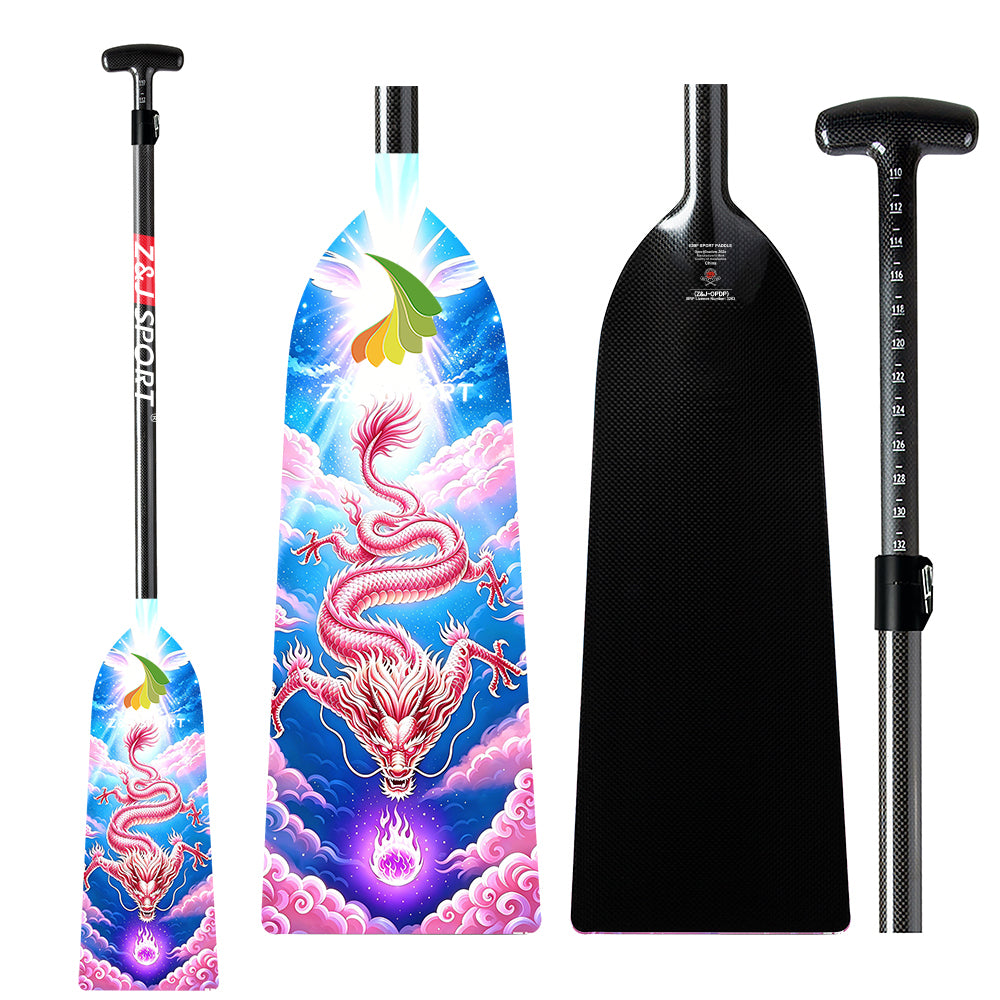 ZJ IDBF Approved Carbon Dragon Boat Paddle with Custom Graphic Oval Shaft, Fixed or Adjustable (OPDP)
