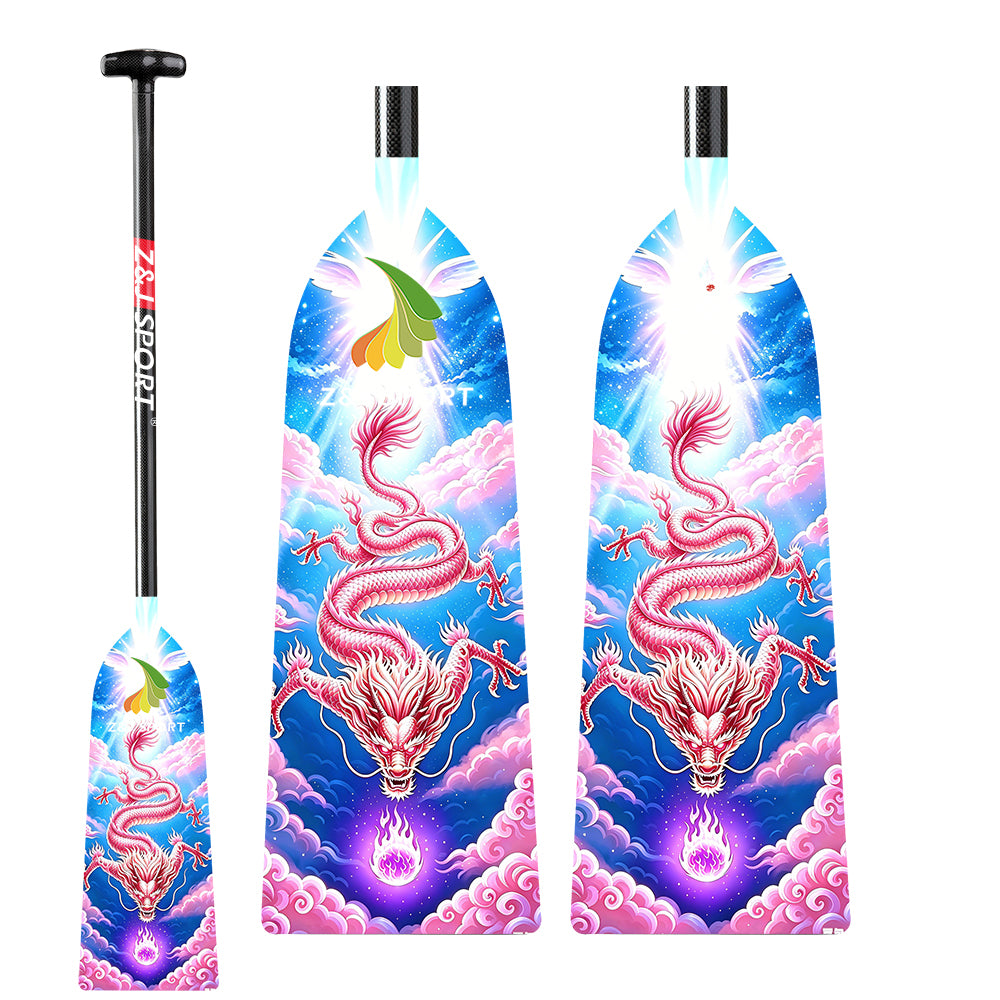 ZJ IDBF Approved Carbon Dragon Boat Paddle with Custom Graphic Oval Shaft, Fixed or Adjustable (OPDP)