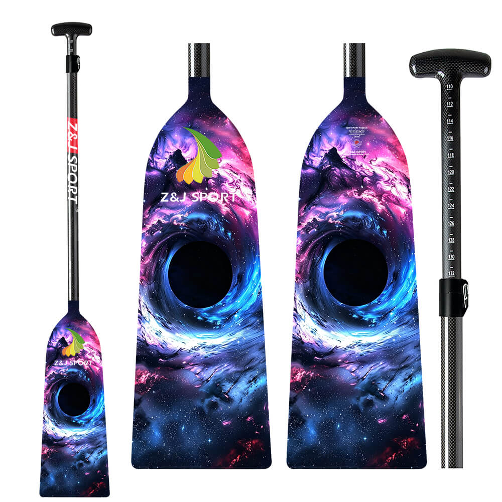 ZJ IDBF Approved Carbon Dragon Boat Paddle with Custom Graphic Oval Shaft, Fixed or Adjustable (OPDP)