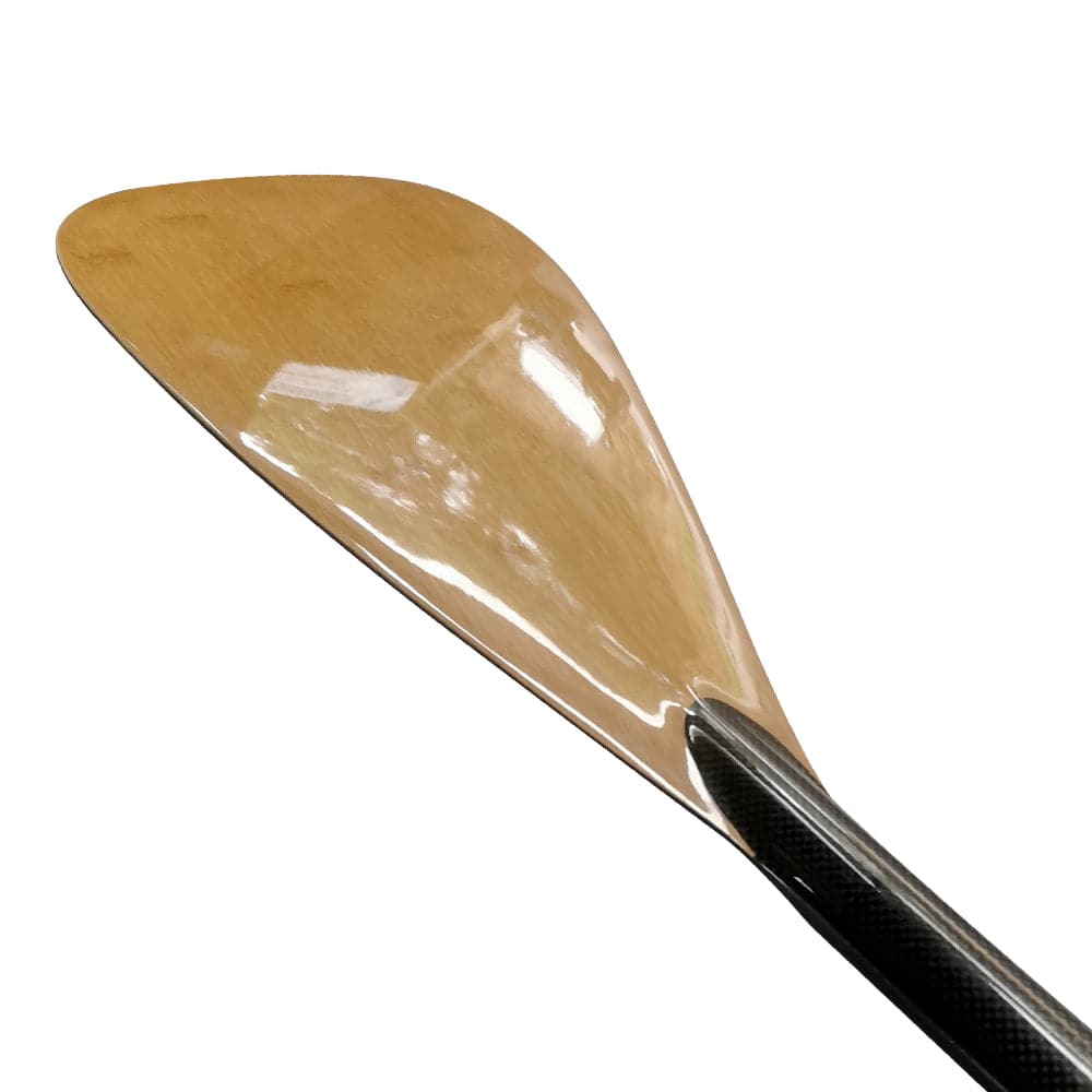 ZJ Hybrid Outrigger Canoe Paddle com lâmina de carbono e haste de madeira curvada na parte superior