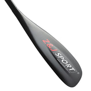 The ZJ SPORT ZJ 3-Piece Carbon Adjustable SUP Paddle Race X Model features a sleek black carbon fiber paddle blade with red and white branding, an adjustable length, reinforced blade edge, and a website address below the logo against a plain white background.