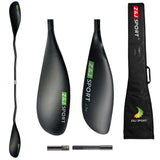 ZJ Lightweight J Pro Carbon Fiber Kayak Surfski Paddle With Cranked Shaft More Twist Blade - Matte Finished