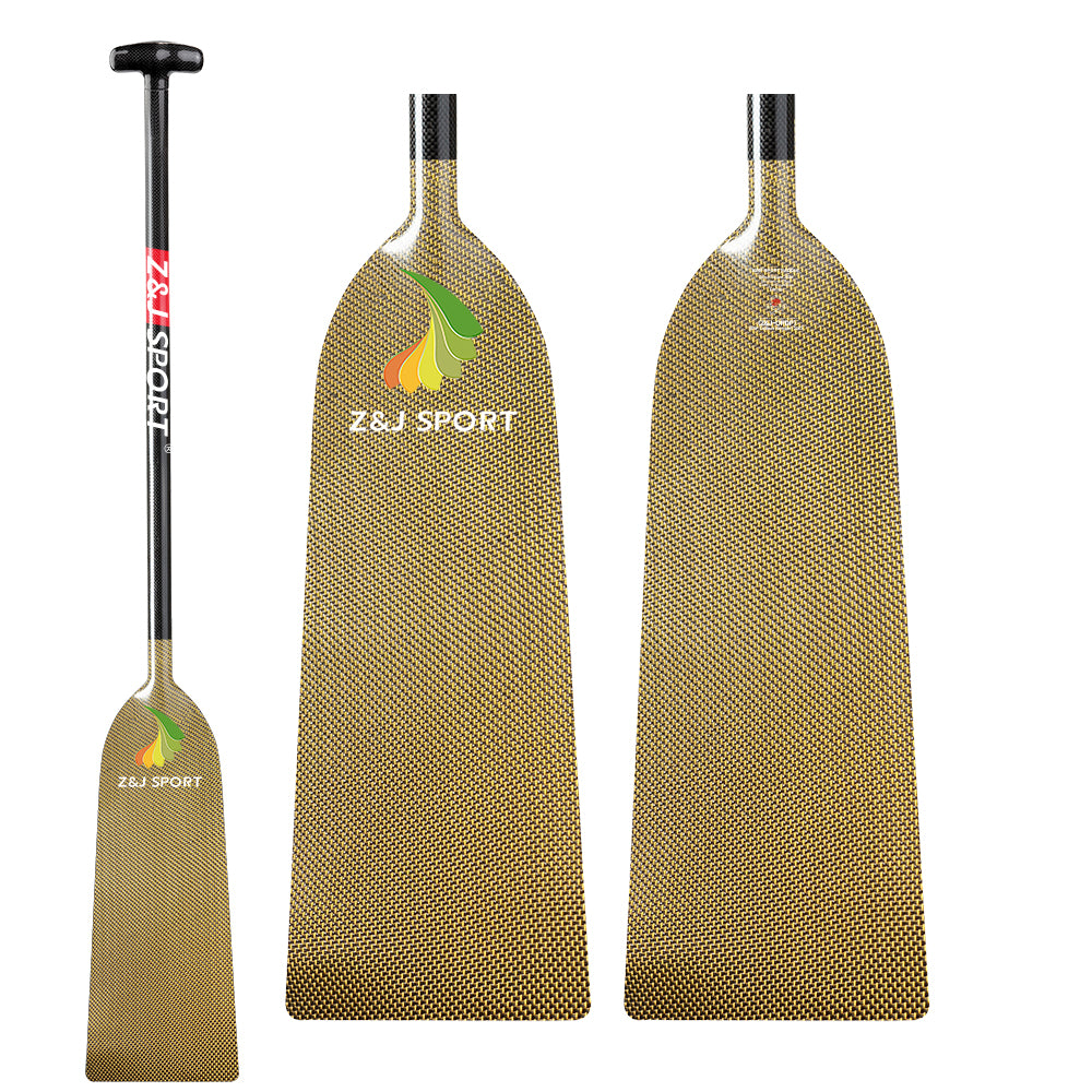 ZJ IDBF Approved Dragon Boat Paddle with Jacquard Carbon / Kevlar / Innegra / Wood Veneer Blade