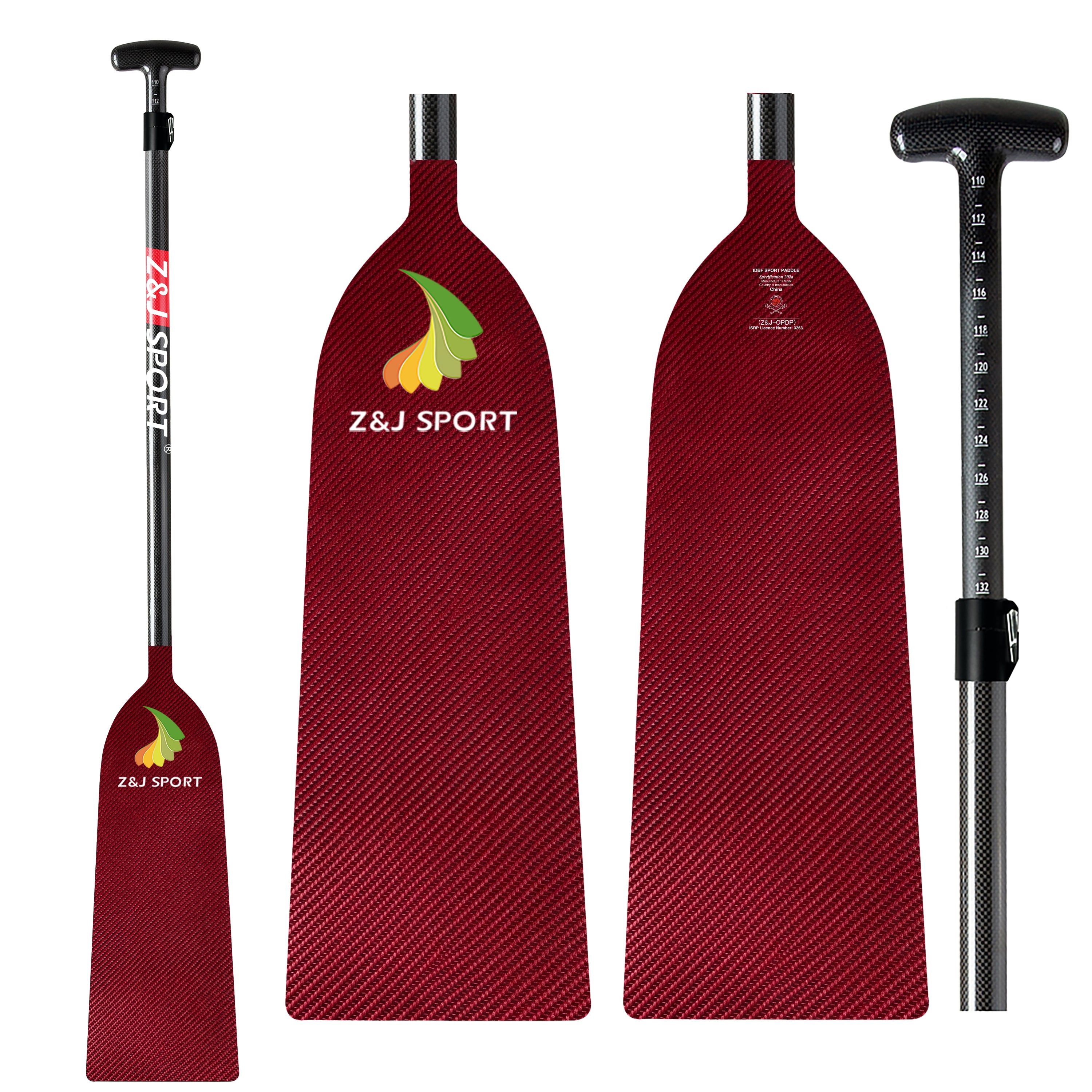 ZJ IDBF Approved Dragon Boat Paddle with Jacquard Carbon / Kevlar / Innegra / Wood Veneer Blade