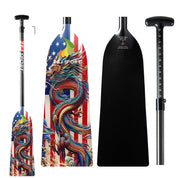 The ZJ SPORT IDBF-approved adjustable carbon dragon boat paddle features a custom US graphic design, with full carbon fiber construction, measurement markings on the handle, and optimal performance.