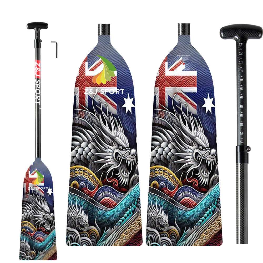 ZJ Adjustable Carbon Dragon Boat Paddle – IDBF Approved, Custom Country Graphics (US,CA,AU,NZ,DE,ES,IT,PH,MY)