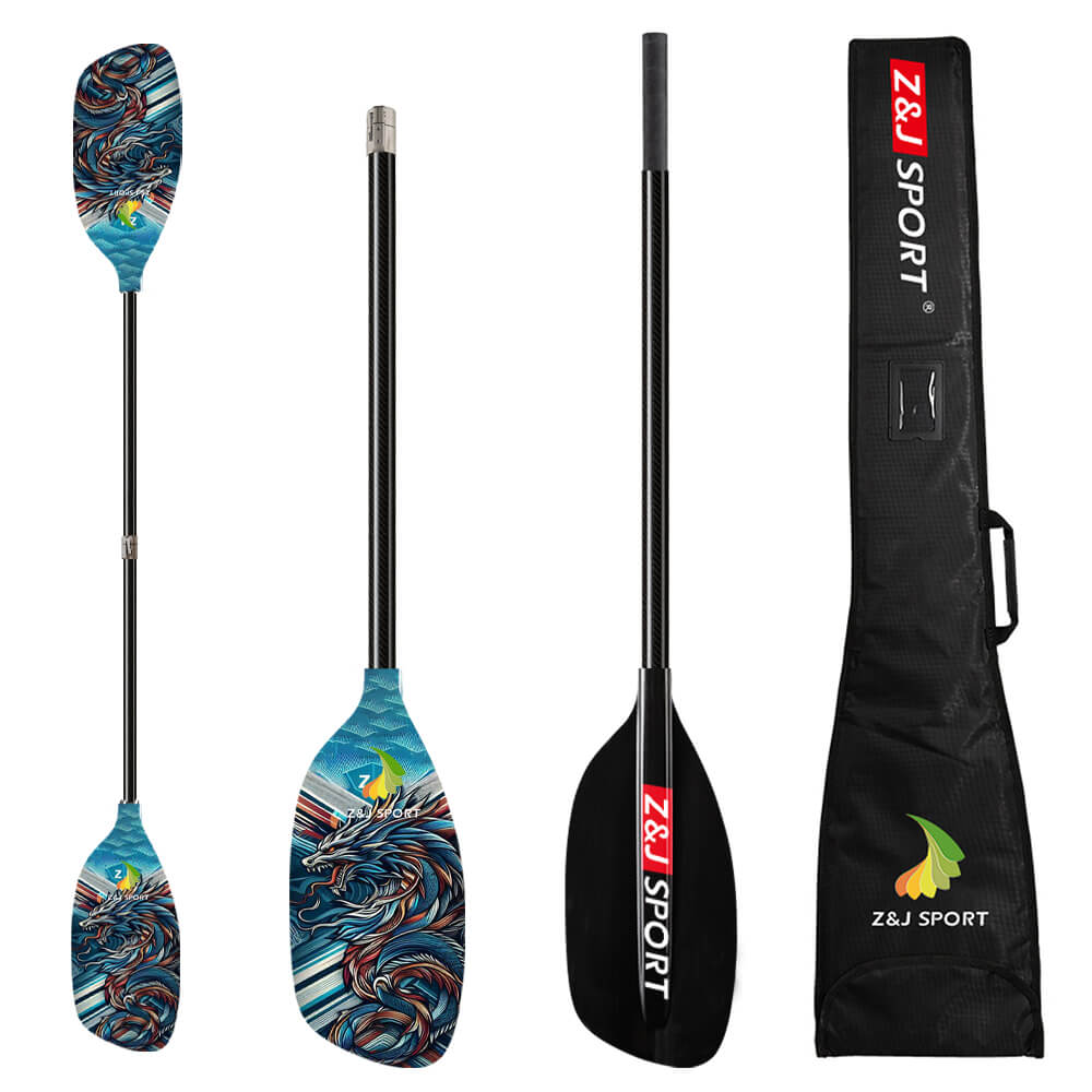 Z&J carbon fiber whitewater paddle with customized graphics
