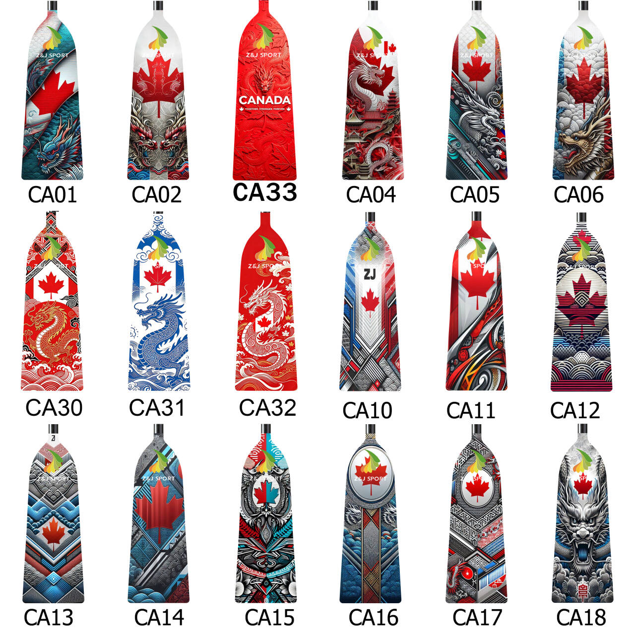 ZJ Adjustable Carbon Dragon Boat Paddle – IDBF Approved, Custom Country Graphics (US,CA,AU,NZ,DE,ES,IT,PH,MY)