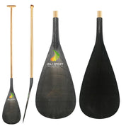 ZJ Hybrid Outrigger Canoe Paddle com lâmina de carbono e haste de madeira curvada na parte superior
