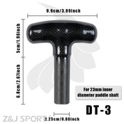 Enjoy the sleek shopping joy of the ZJ Lightweight Prepreg Carbon Handle for Dragon Boat Paddle by ZJ SPORT, crafted with precise dimensions of 9.9cm width, 6.8cm height, and 2.25cm diameter to fit a 23mm inner diameter shaft, featuring DT-3 and Z&J SPORT logos. Free shipping included!.